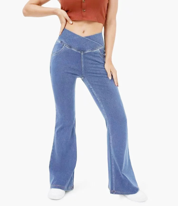 Denim Pant Women Jeans Long Flare Pants Slim Mom Jeans High Waist Yoga Trousers Y2k Streetwear Elegant Splice Sexy Work 2025 Aviola
