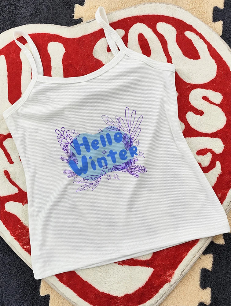 2024 Europe and the United States street new print season art text short sleeve women Y2K women's T-shirt vest halter Aviola
