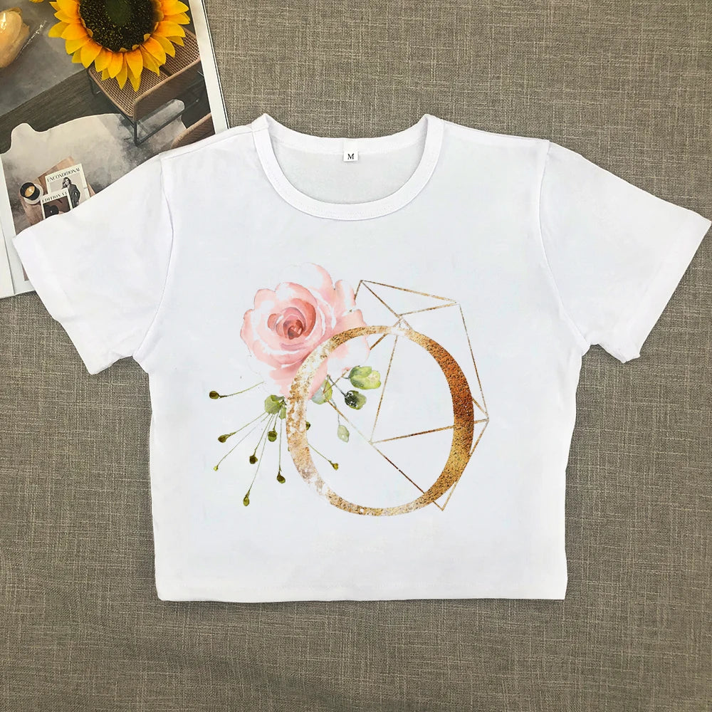 2024 Europe and the United States new printed art letter short sleeve women with street women T-shirt Y2K Aviola