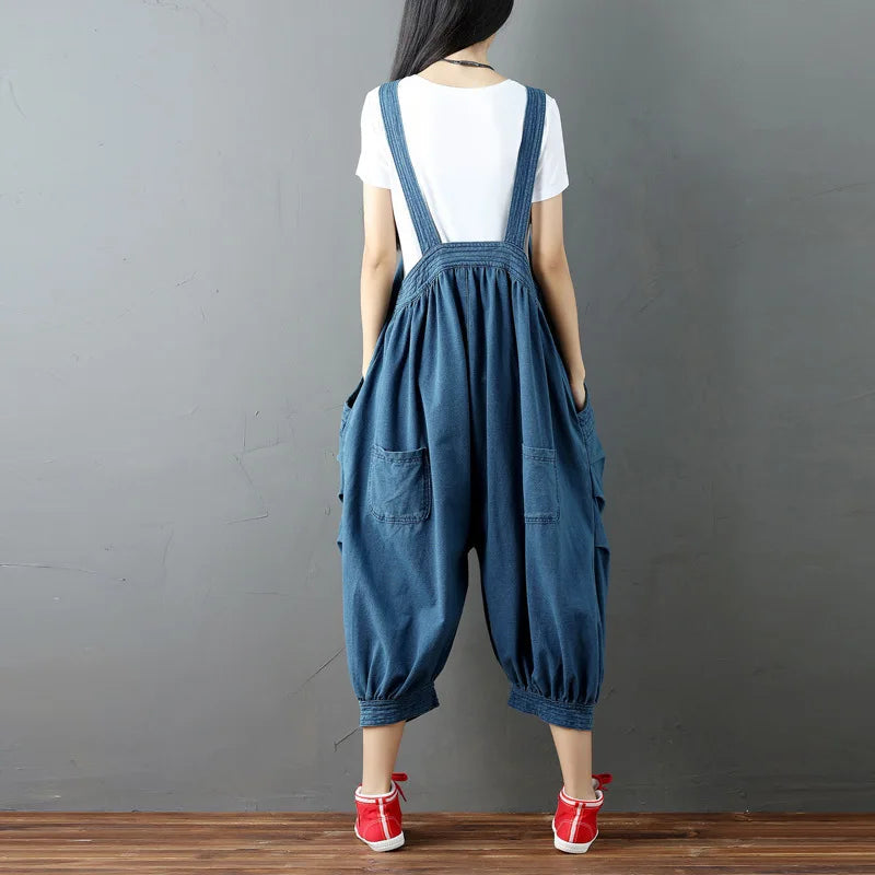 Jumpsuits Women Denim One Piece Mom Jeans Overalls Wide Leg Long Pants High Waist Rompers Y2k Streetwear Work Casual 2025 Aviola
