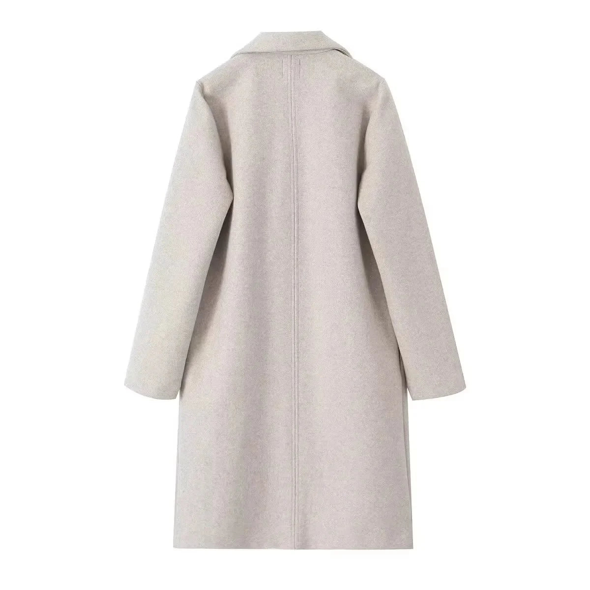 RARF Women Woolen coat Fashion Solid Open Stitch Long Trench Coats Vintage V-Neck Full Sleeves Female Chic Lady Outfits Aviola
