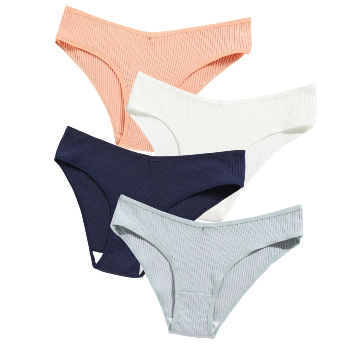 4Pcs/Set Seamless Panties Cotton Briefs Low Waist Bikini Panty Sports Underwear Breathable Solid Color Ribbed Underpants Aviola