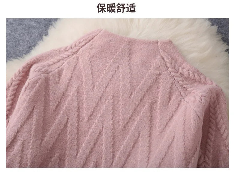 Women Tracksuit Thick Sweater Autumn Winter Knitted Two Piece Set Top+Knitted wide leg Pant Warm Sweater Elastic Trousers Suits Aviola