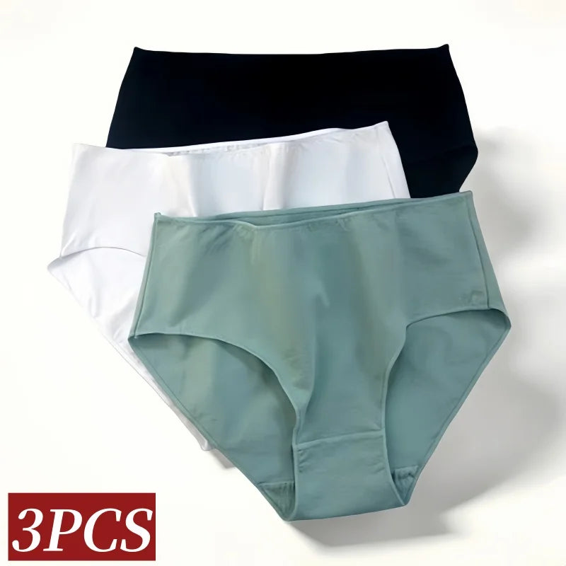 3Pcs/Set Cotton Panties Women High Waist Briefs Breathable Comfort Underwear Female Underpants Solid Color Intimates M-2XL Panty Aviola