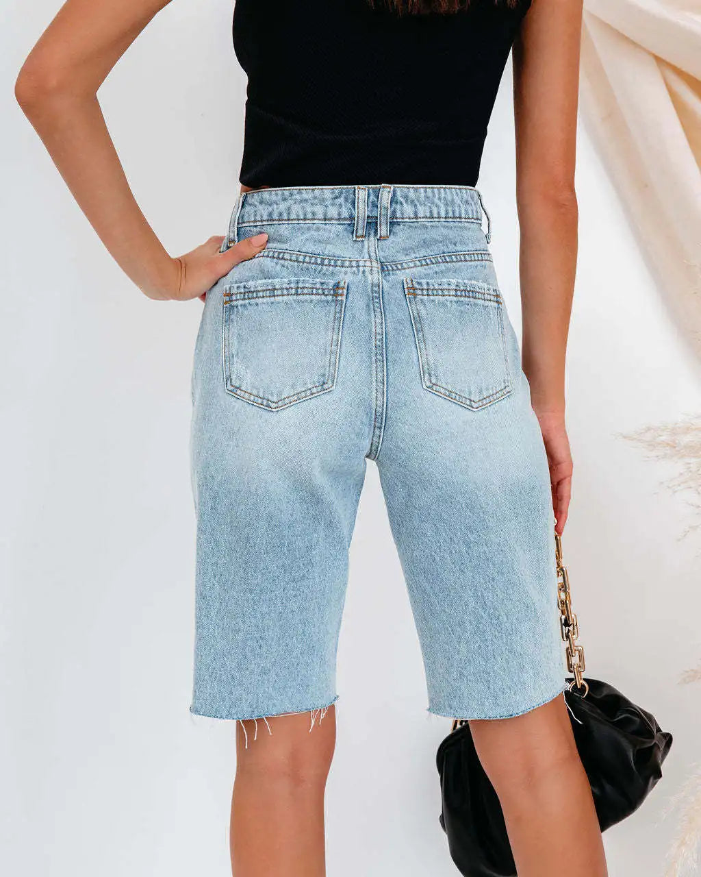 Jeans Denim Pant Women Knee Length Pants Pockets High Waist Casual Straight Trousers Y2k Streetwear Mom Club Summer 2025 Aviola
