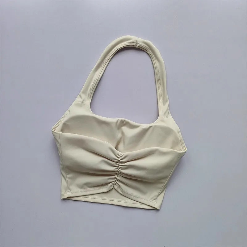 Women's Sport Bra Sexy Halter Padded Yoga Camisole Backless Gym Crop Top Fitness Bra Breathable Workout Sports Bras Aviola