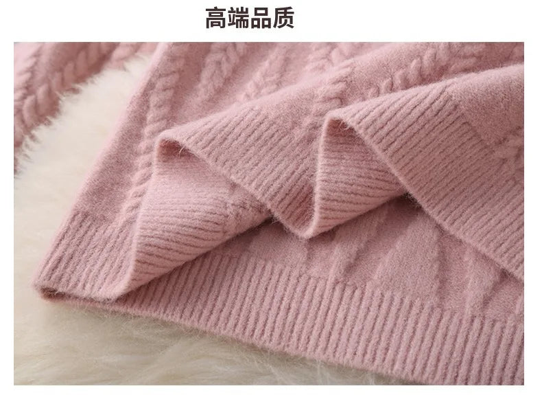 Women Tracksuit Thick Sweater Autumn Winter Knitted Two Piece Set Top+Knitted wide leg Pant Warm Sweater Elastic Trousers Suits Aviola