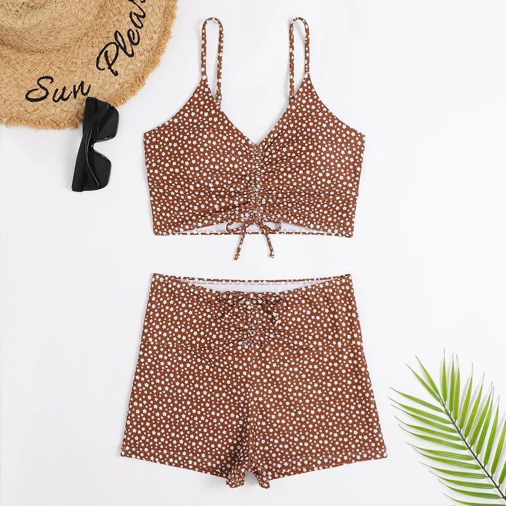 2025 High Waist Bikini Swimsuit Women Push Up Bikini Floral Swimsuit Print Bikini boxers Swimwear Swim Trunks Bathing Suit Aviola