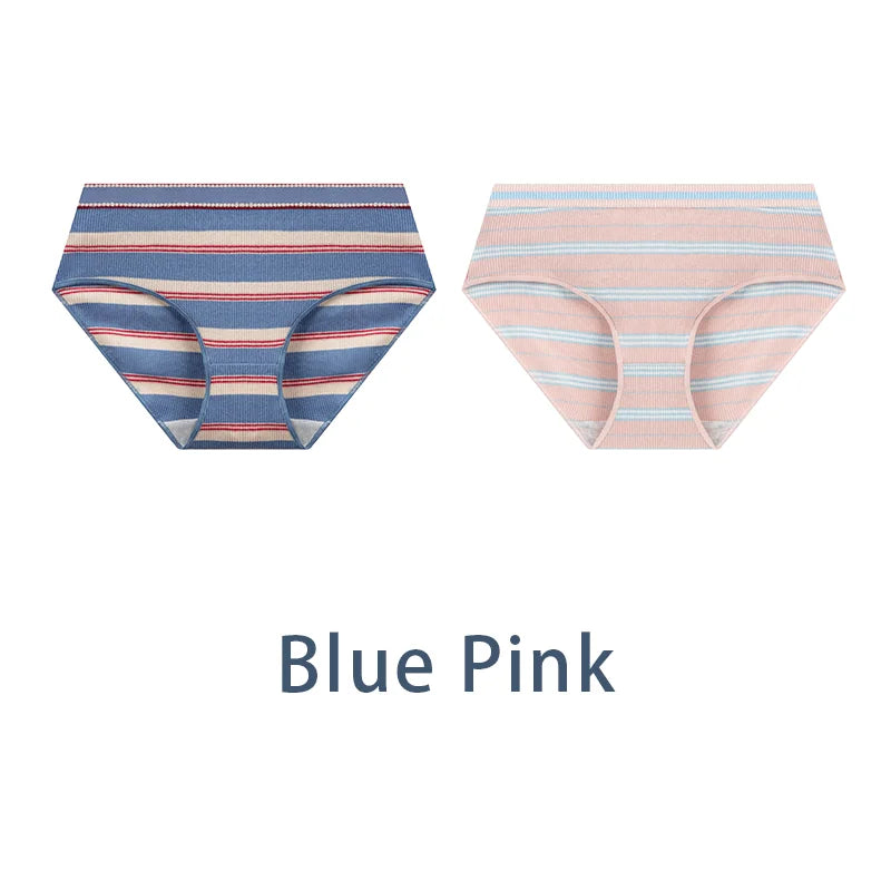 2PCS/Set Women Cotton Sexy Retro Panties Female Low Waist Underwear Classic Design Lingerie Girls Cute Briefs Aviola