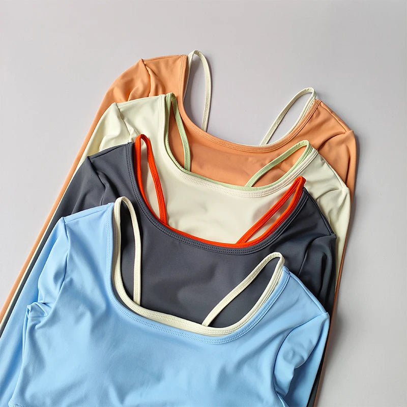 Autumn New Yoga Outfit Women's Sports Top Long Sleeved with Chest Cushion Tight Slimming Long Sleeved Running Fitness Yoga Shirt Aviola