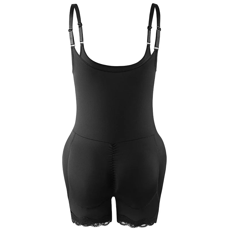 4-Pad Body Shaper Bodysuit for Women Adjustable Strap Tummy Control Shapewear Butt Lifter Hip Enhancer Slimming Waist Cincher Aviola