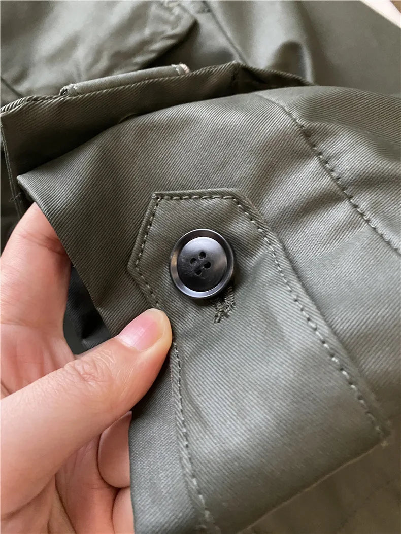 RARF 2024 autumn new women's fashion pocket double breasted waxed leather short trench coat women's top coat Aviola