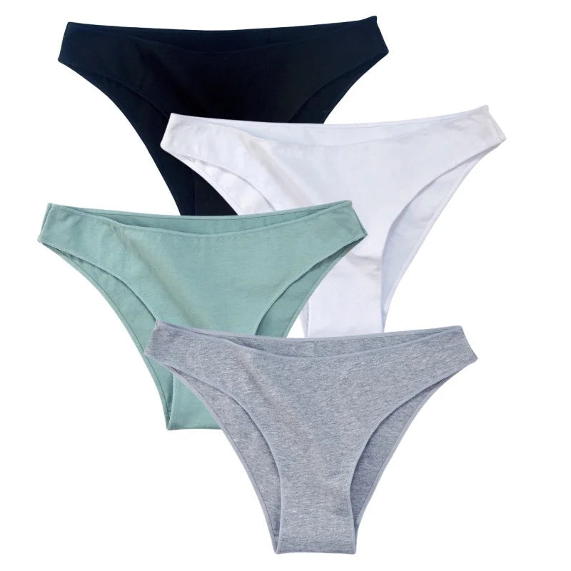 4Pcs/Set Cotton Panties Low Rise Briefs Solid Color Women Seamless Underwear Breathable Underpants Lingerie Comfy Intimate Aviola