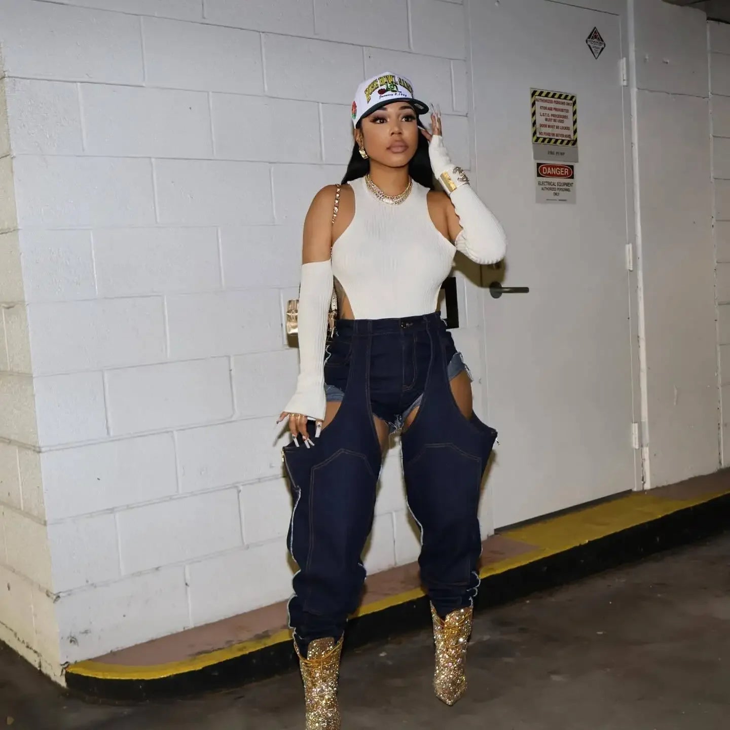 Mom Jeans Straight Pants Women Hollow Out Zipper High Strecth Pockets Irregular Denim Vintage Y2k 2025 Trousers Streetwear Aviola