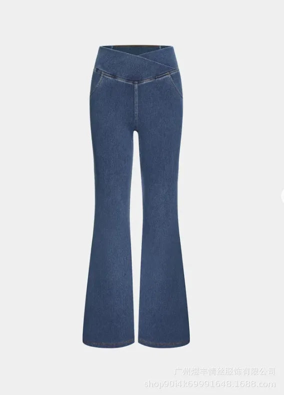 Denim Pant Women Jeans Long Flare Pants Slim Mom Jeans High Waist Yoga Trousers Y2k Streetwear Elegant Splice Sexy Work 2025 Aviola