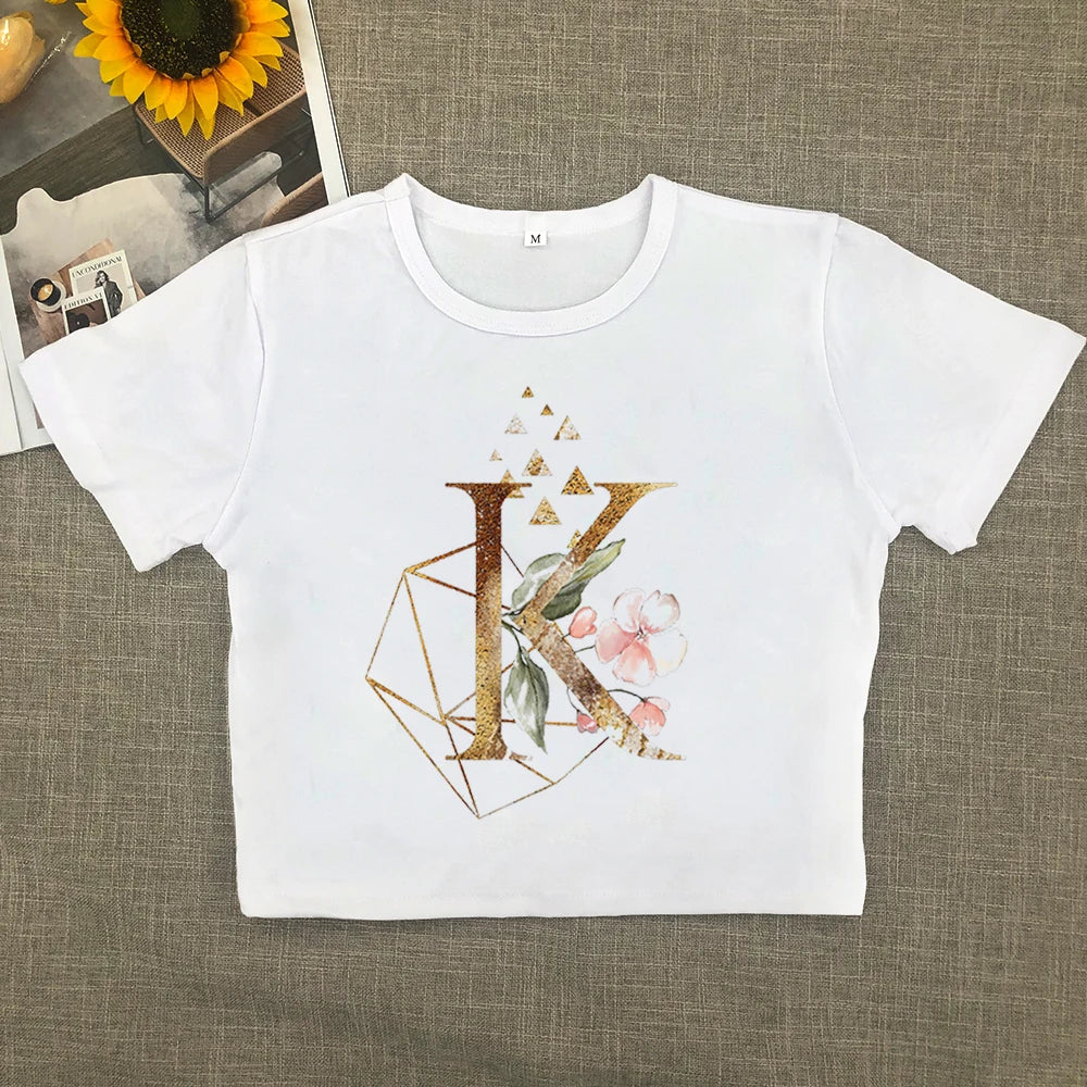 2024 Europe and the United States new printed art letter short sleeve women with street women T-shirt Y2K Aviola