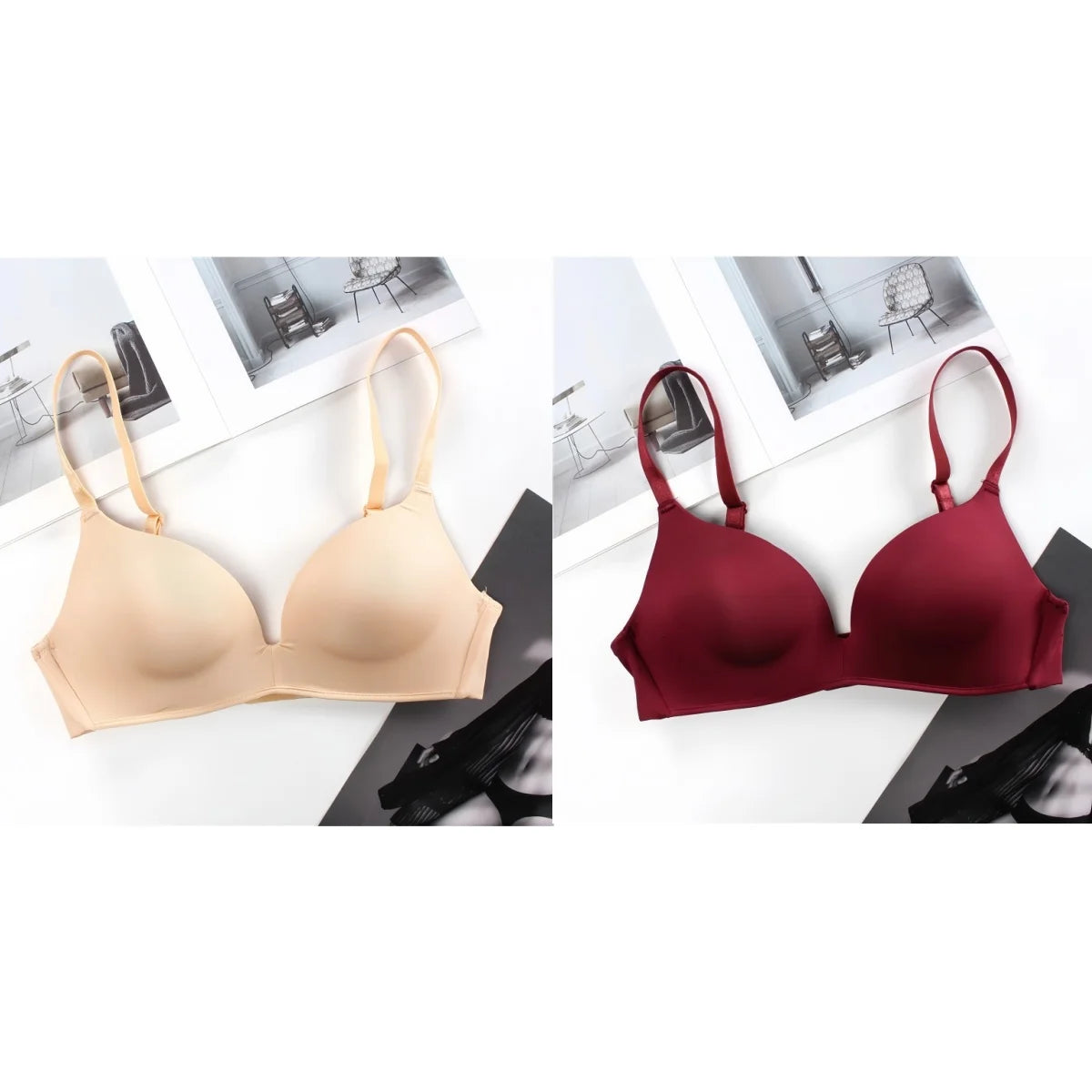 2Pcs/Set Push Up Bra Padded Bras For Women Underwear Non-wire Brassiere Sexy Lingerie Solid Color 3/4 Cup Comfort Intimates Aviola