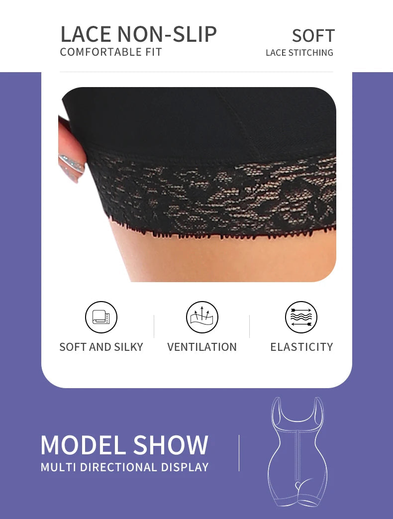Women's Shapewear Bodysuit  Slimming  Butt Lifter Full Body Shaper Bbl Tummy Control Open Crotch Ziper Design Fajas Reductoras Aviola