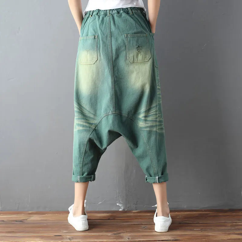 Denim Pant Women Jeans Calf Length Pants High Waist Straight Trousers Y2k Streetwear Elegant Mom Jeans Casual Hole Loose 2025 Aviola