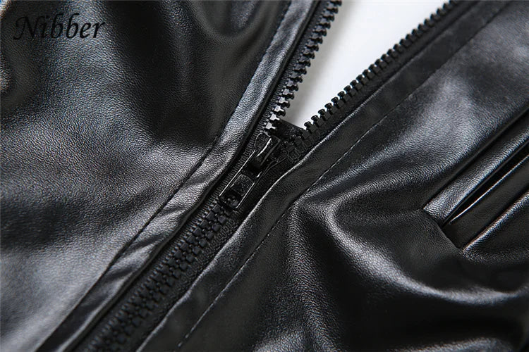 Nibber Leather Punk Sexy Tank Tops Women Halter Neck Zipper Backless Sleeveless Top Female Locomotive Streetwear Nightclub Vest Aviola