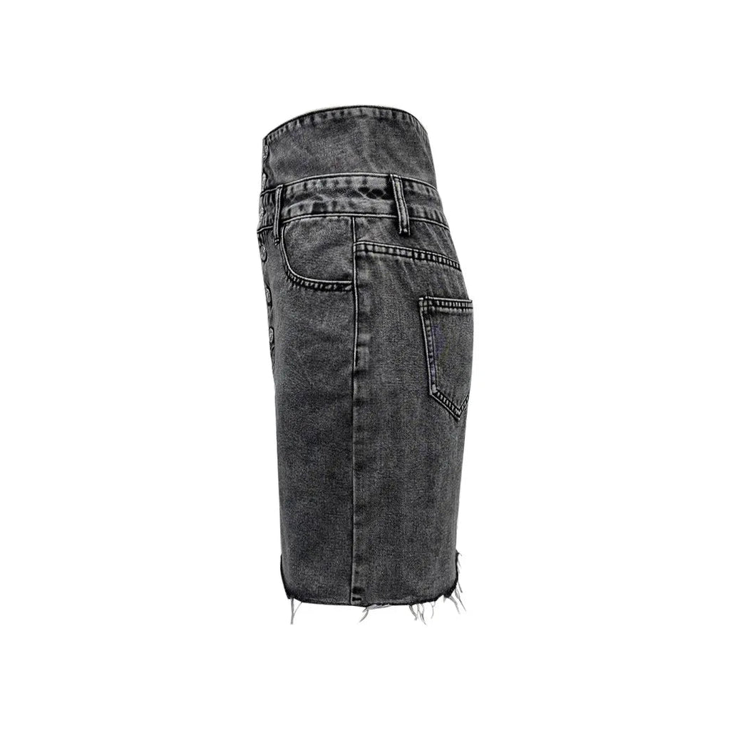 Denim Skirts Women Mid Length Skirt A Line Slim Mom Jeans Button Elegant Splice Y2k Temperament Casual Party Club Summer 2025 Aviola