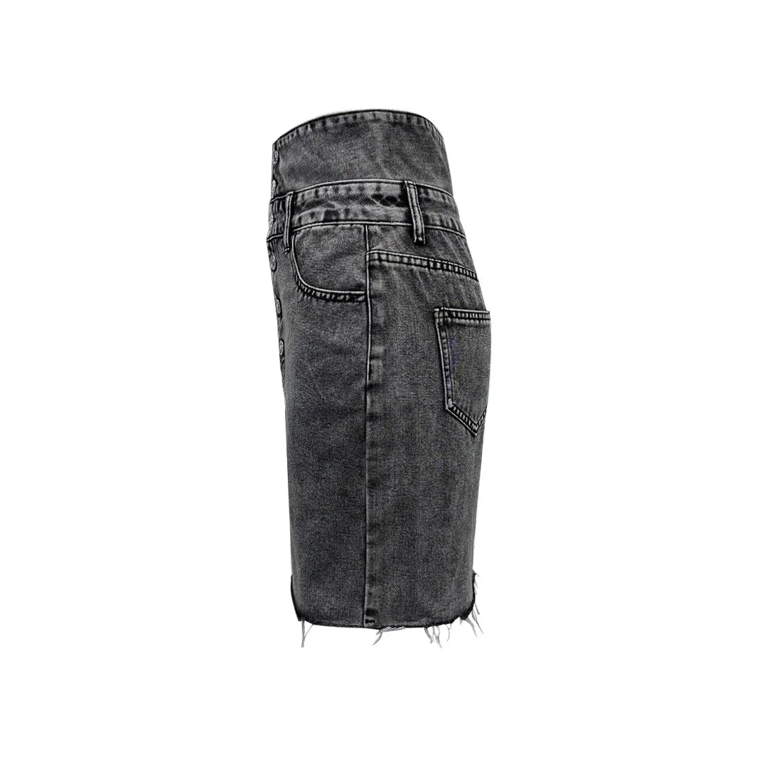 Denim Skirts Women Mid Length Skirt A Line Slim Mom Jeans Button Elegant Splice Y2k Temperament Casual Party Club Summer 2025 Aviola
