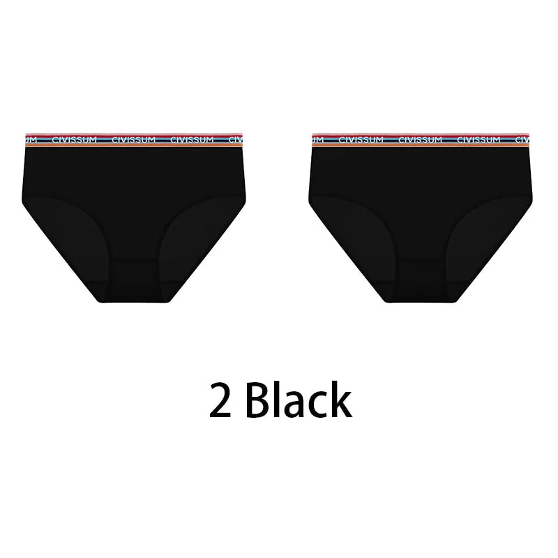 2PCS/Set Women Cotton Rainbow Letter Panties Sexy Plus Size Underwear Lingerie Mid Waist Comfortable Briefs NK609 Aviola