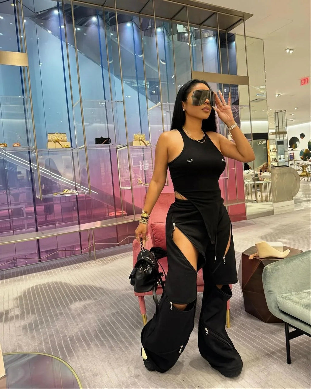Women Boot Cut Pants Mid Waist Zipper Trousers Drawstring Pant Casual Office Lady Loose Long 2025 Summer Capris Y2k Streetwear Aviola