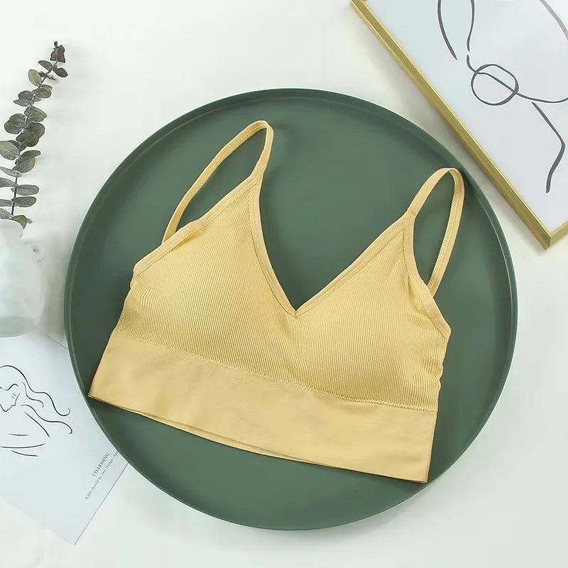Women Crop Top Solid Color Tube Top Seamless Bra Sports Sexy Lingerie Active Bra Tops Underwear With Removable Pads Aviola