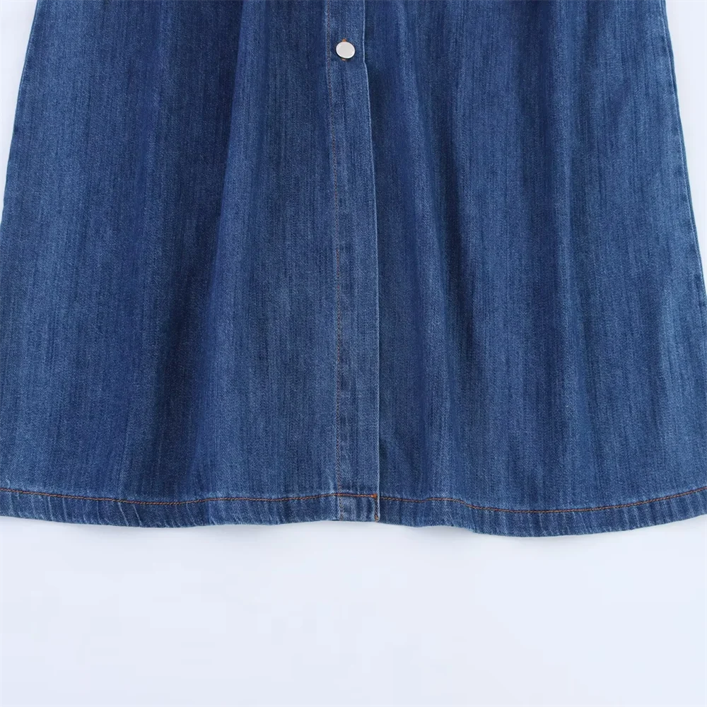 BM&MD&ZA2025denim dress for women summer new mid-length loose temperament A-line skirt over knee shirt skirt Aviola