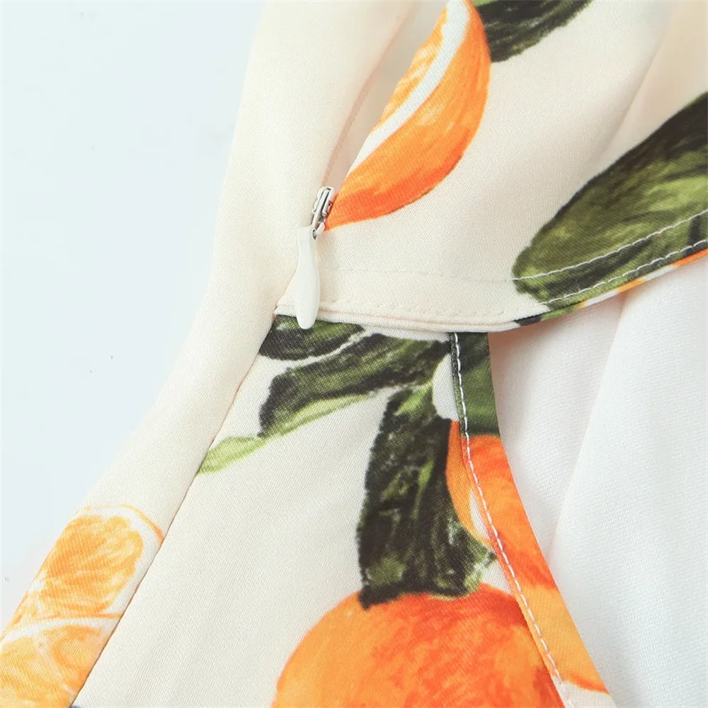 BM&MD&ZA2025cross-back design fruit print square collar simple casual suspender skirt summer new women's dress Aviola