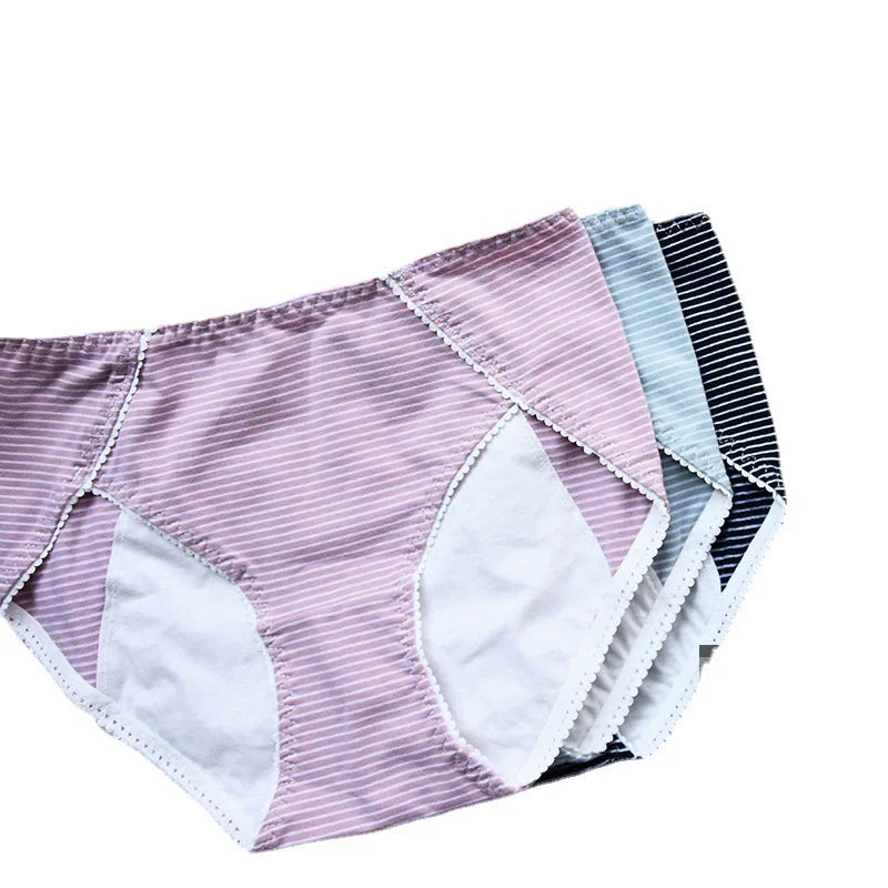 3pcs/Set Women physiological pants period pants mid-waist cotton crotch triangle menstrual pants leak proof plus size underwear Aviola