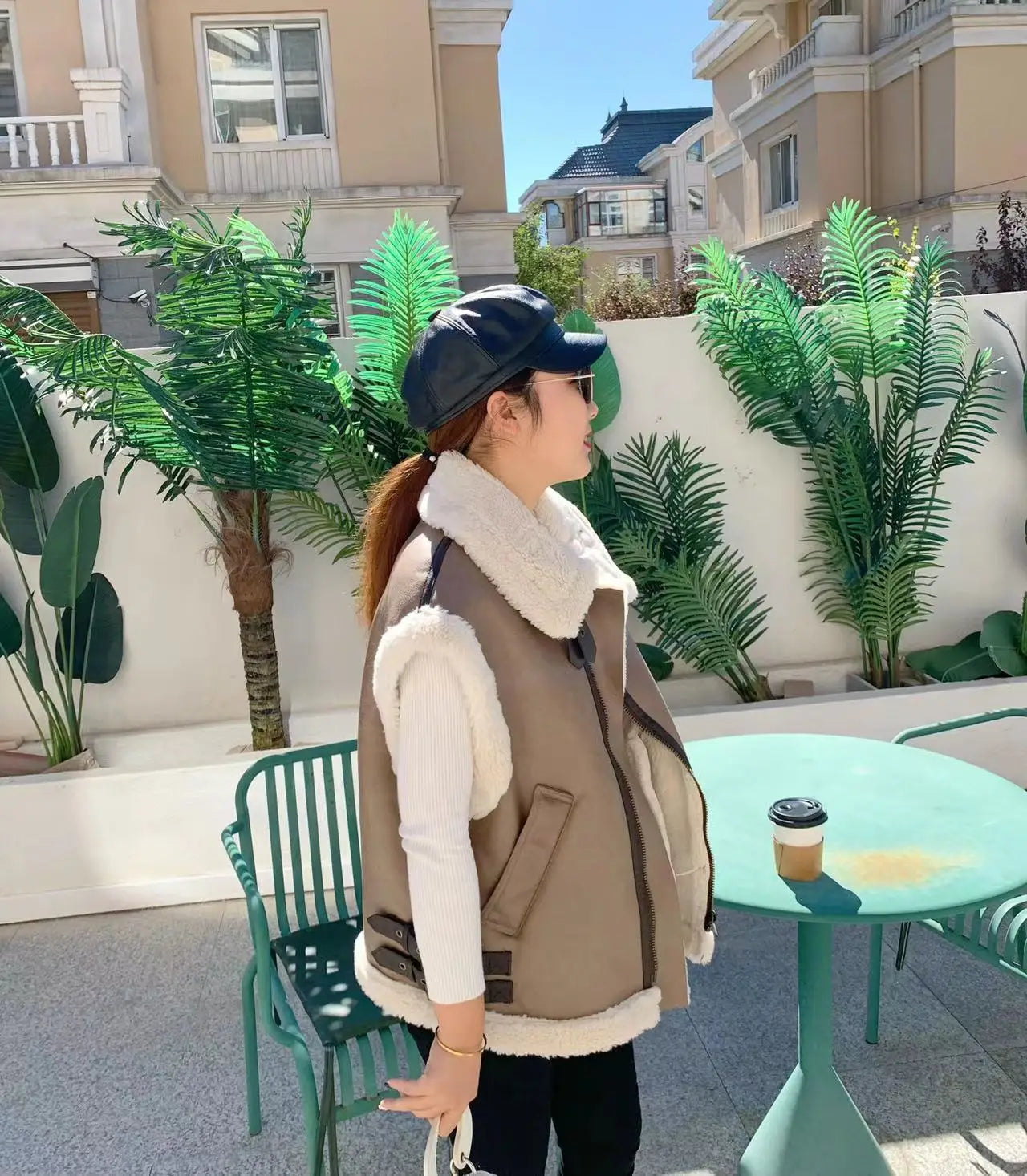 RARF 2024 autumn winter new ladies warm fur integrated sleeveless fleece stitching coat vest jacket Aviola