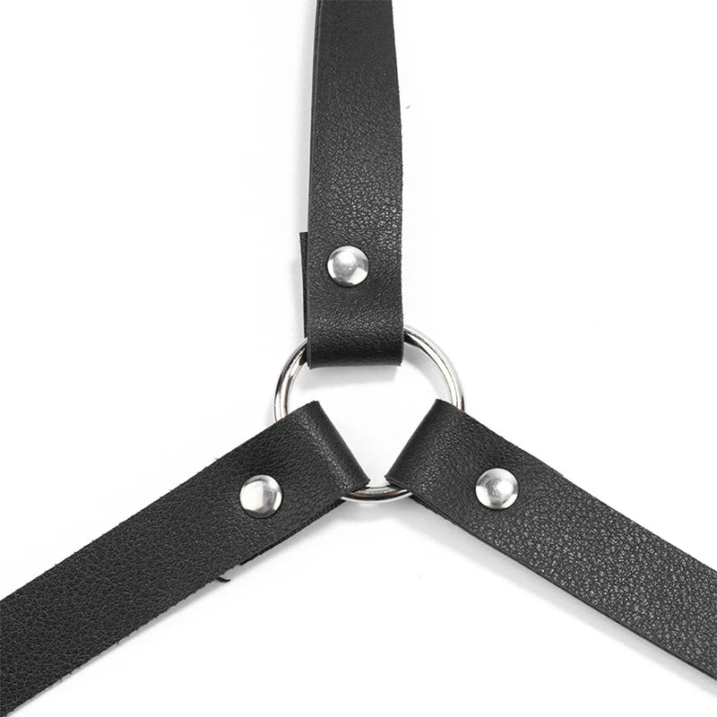 Gothic PU Leather Harness Buttock Garters Sexy Women's Lingerie Set BDSM Body Bondage Leg Harness Fetish Erotic Underwear Sets Aviola