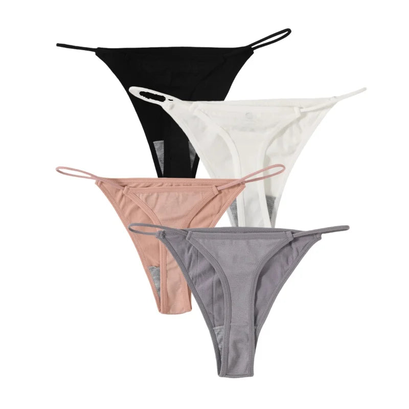 4Pcs/Set Women G-String Seamless Panties Underwear Sexy Lingerie Low Rise Thongs Female G-String High Cut Pantys Aviola