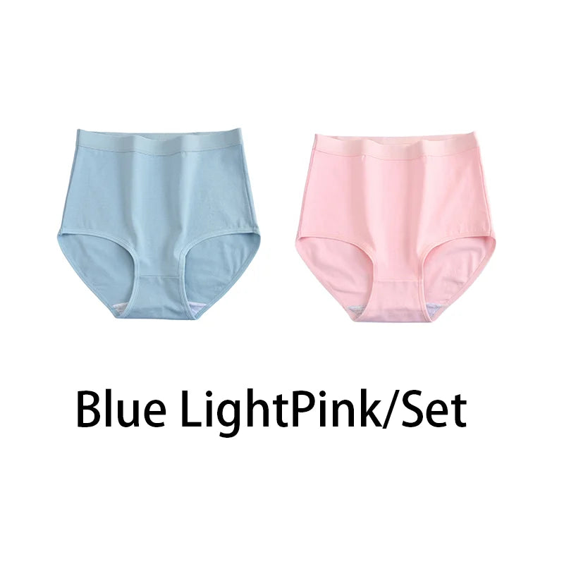 2PCS/Set Women Plus SizeCotton Panties Comfort Underwear 6 Colors Sexy Female High Waist Briefs Lingerie Aviola
