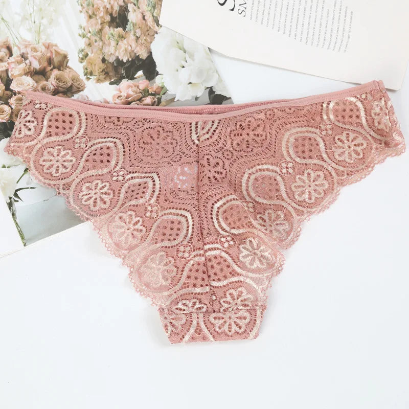 Woman Lace Panty Sexy Weave Panties for Women Floral Briefs Female Underwear Printed Underpants Fashion Sexy Lingerie NK2135 Aviola