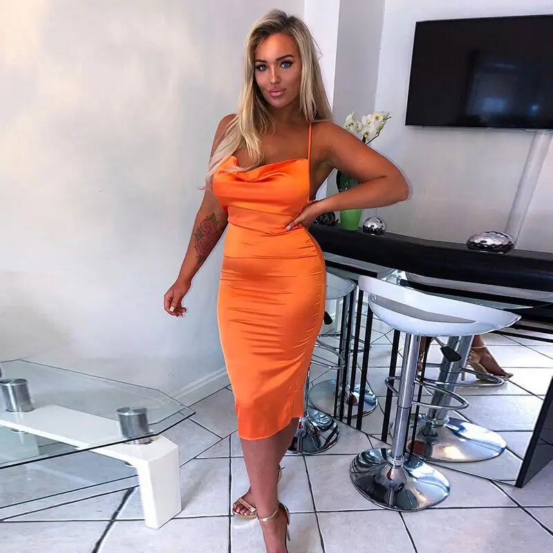Y2K Cross border Women's Dress Foreign Trade Sexy Nightclub Dress Summer Satin Fashion Women's Dress Aviola