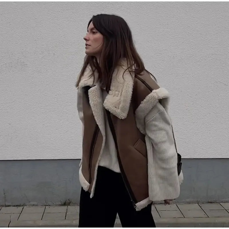 RARF Autumn Winter Women Fur Vest High Street Female Faux Sheepskin Fur Waistcoat Chic Fleece Thick Warm Sleeveless Outwear Aviola