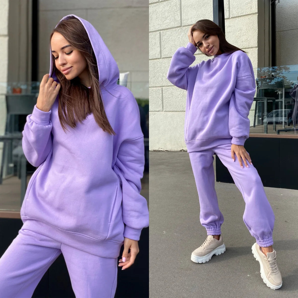 autumn tracksuit outfit set Women Two Piece Set hoodies Hooked Leisure Wide Leg Long Pants Sets Slim Fit Office Ladies Autumn Aviola