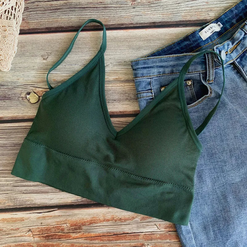 Women Crop Top Solid Color Tube Top Seamless Bra Sports Sexy Lingerie Active Bra Tops Underwear With Removable Pads Aviola