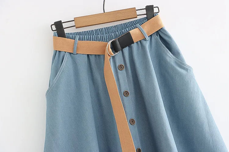 Denim Skirts Women Mid Length Skirt A Line Y2k Streetwear High Waist Elegant Vintage Casual Temperament Slim Mom Jeans Work 2025 Aviola
