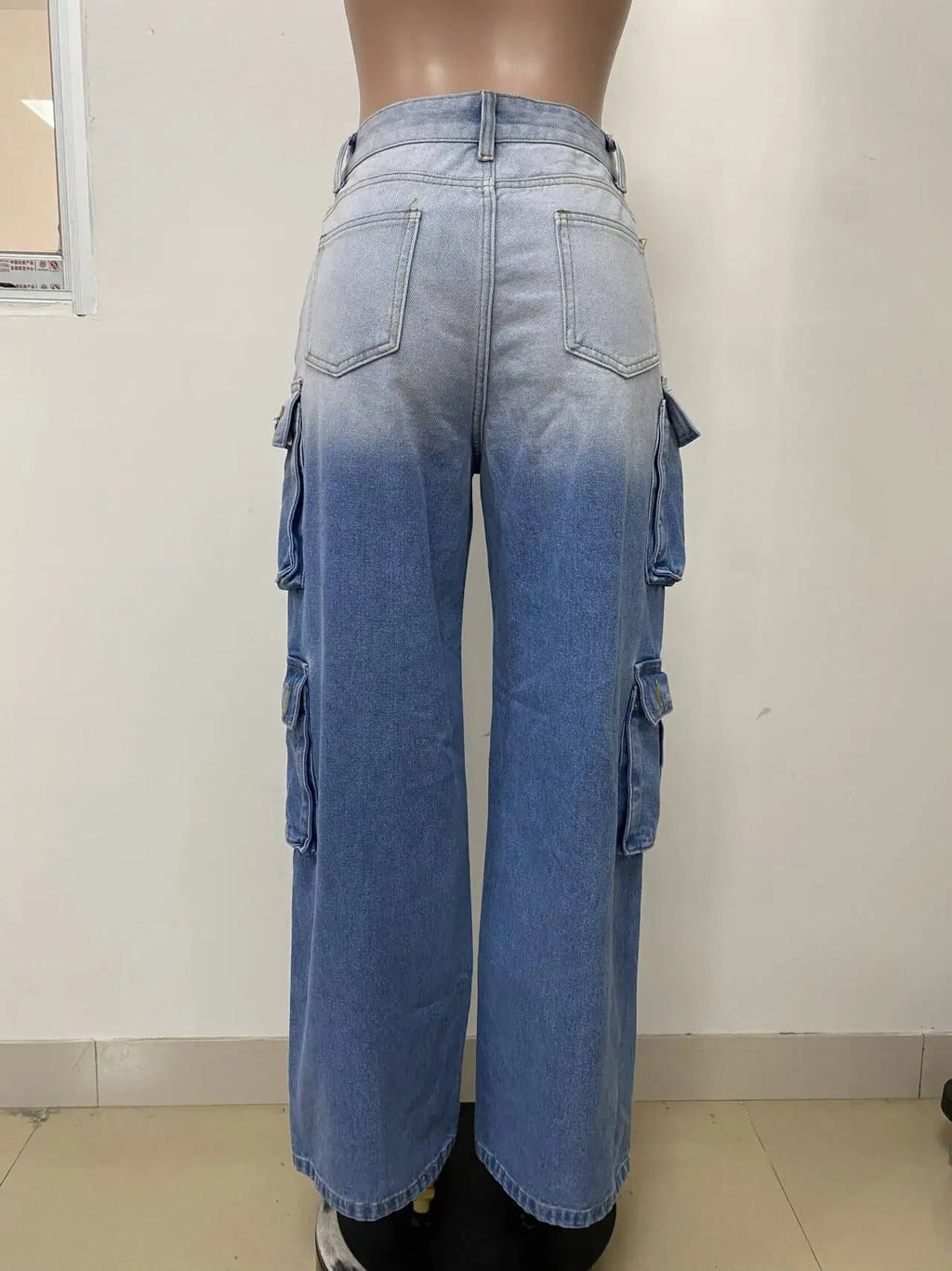 Jeans Women Denim Long Pant Cargo Pants Gradation Pockets High Waist Straight Trousers Y2k Streetwear Party Club Casual Loose Aviola