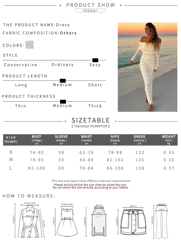 Nibber See Through Vacation Dress Women Jacquard Lapel Slash Neck Backless Full Sleeve Beach Party Elegant Chic Long Bodycon Aviola