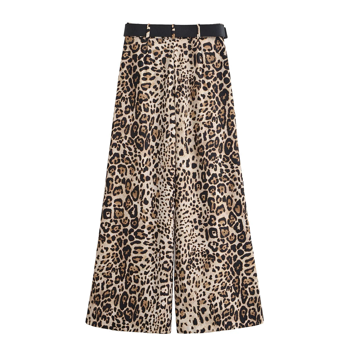 UNIZERA Leopard Satin with Belt High Waisted Trousers Wide Leg Pants Women's Clothing 2025 Summer New Arrivals Casual Pants Aviola