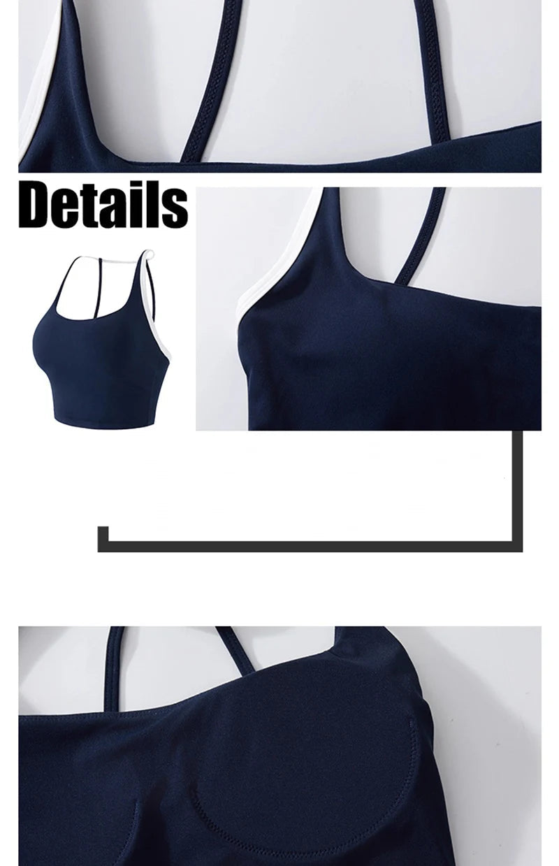 Women's Beauty Back Sports Bra Shockproof Fixed Pad Yoga Bras Running Underwear Training Color Block Fitness Vest Gym Tops Aviola