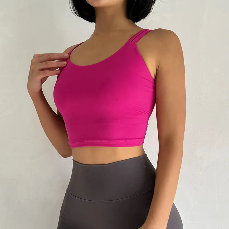 Women's Sports Bras Fitness Top, Sexy Lingerie, Push Up Fixed Pad, Yoga Bra, Back knotted Underwear, Running Vest, Gym Tops Aviola