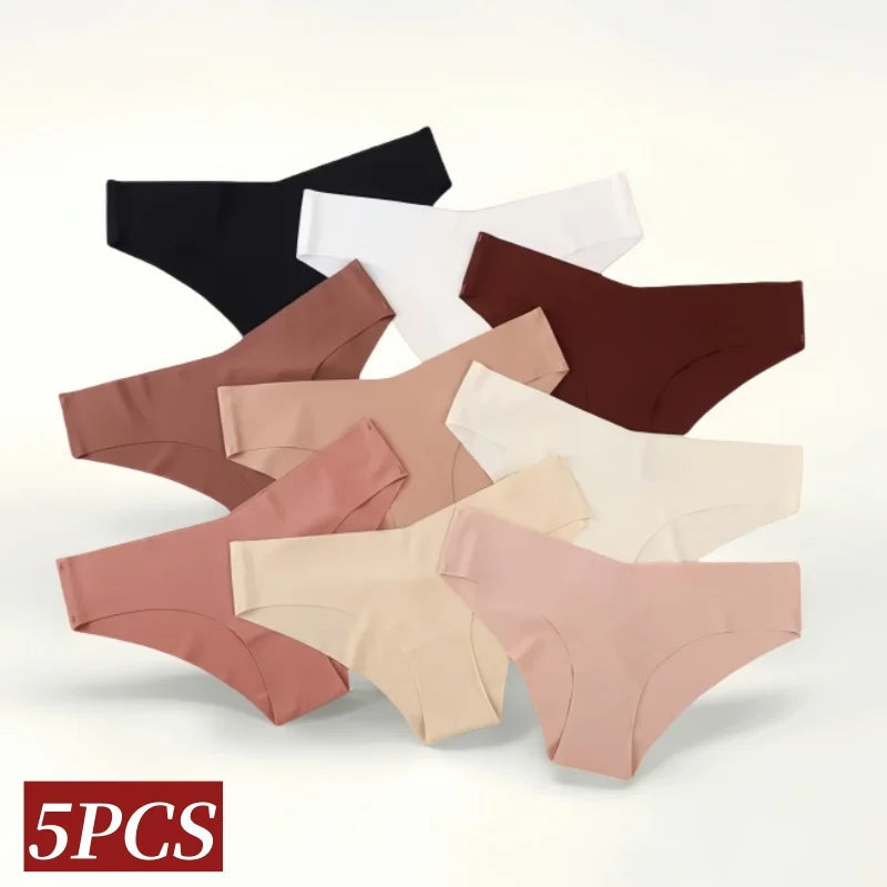5Pcs/Set Women Panties Seamless Briefs Thin Female Vneck Underpants Summer Soft Panties Sexy Lingerie Underwear Underwear Aviola