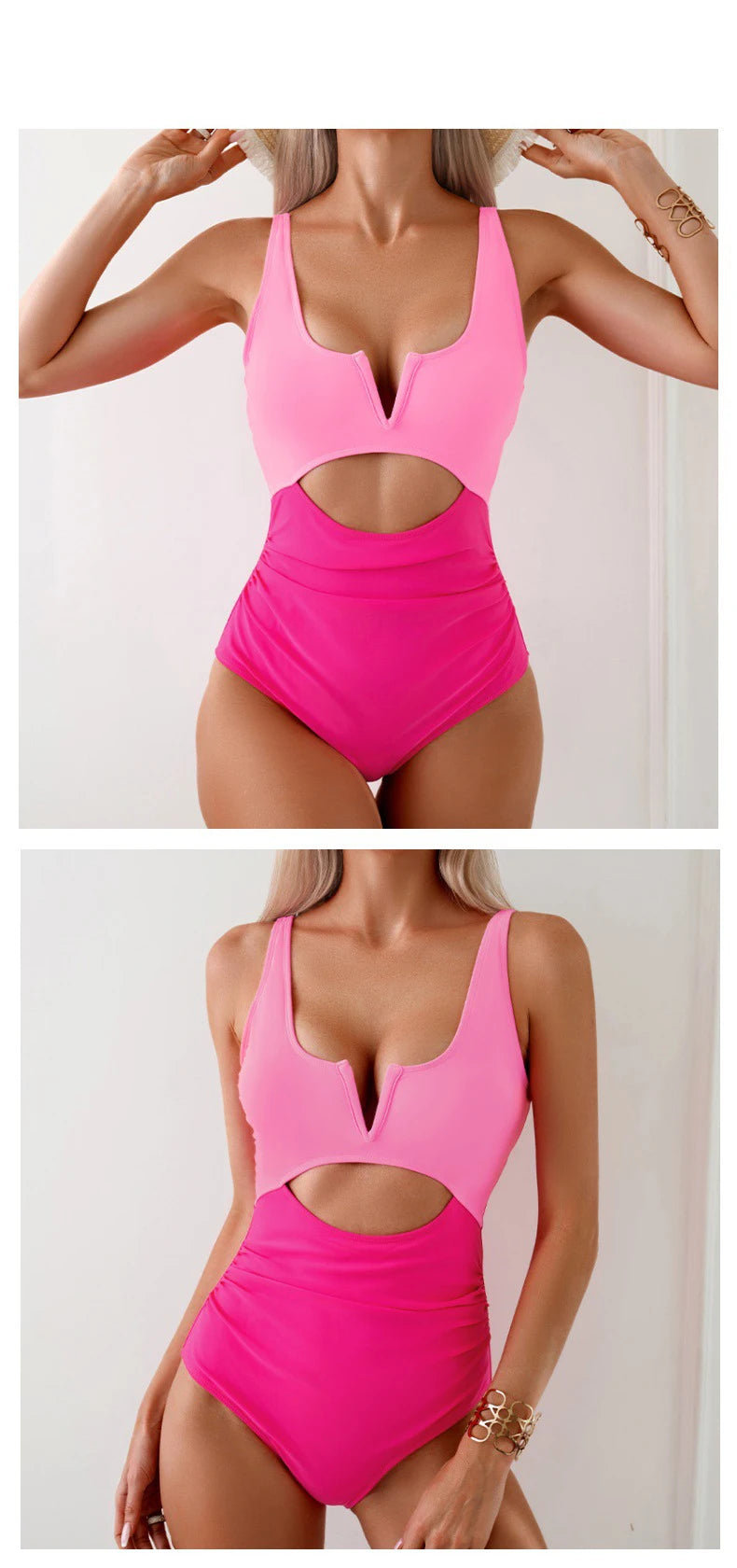 2025 Sexy Solid Color One-Piece Swimsuit Women Deep V Neck Halter Swimsuit Women One-Piece Swimsuit Bodysuit Beach Swimsuit Aviola