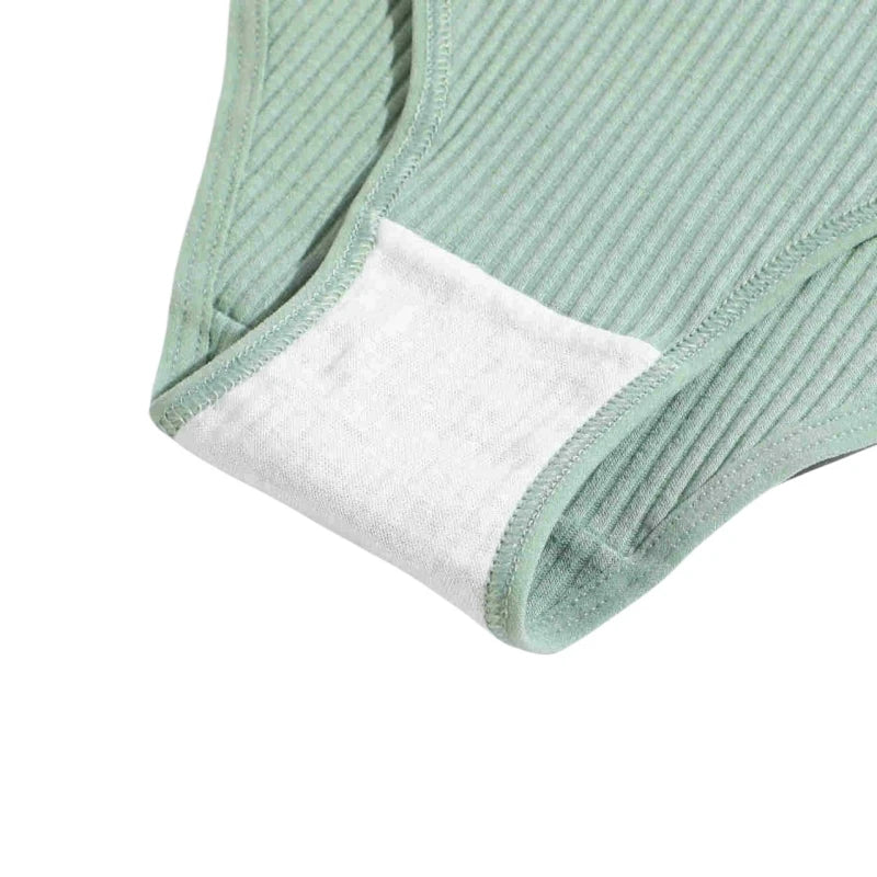 4Pcs/Set Seamless Panties Cotton Briefs Low Waist Bikini Panty Sports Underwear Breathable Solid Color Ribbed Underpants Aviola